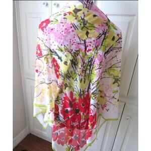 VERA for Target Floral Print Scarf/Wrap 44" Large Sheer Square